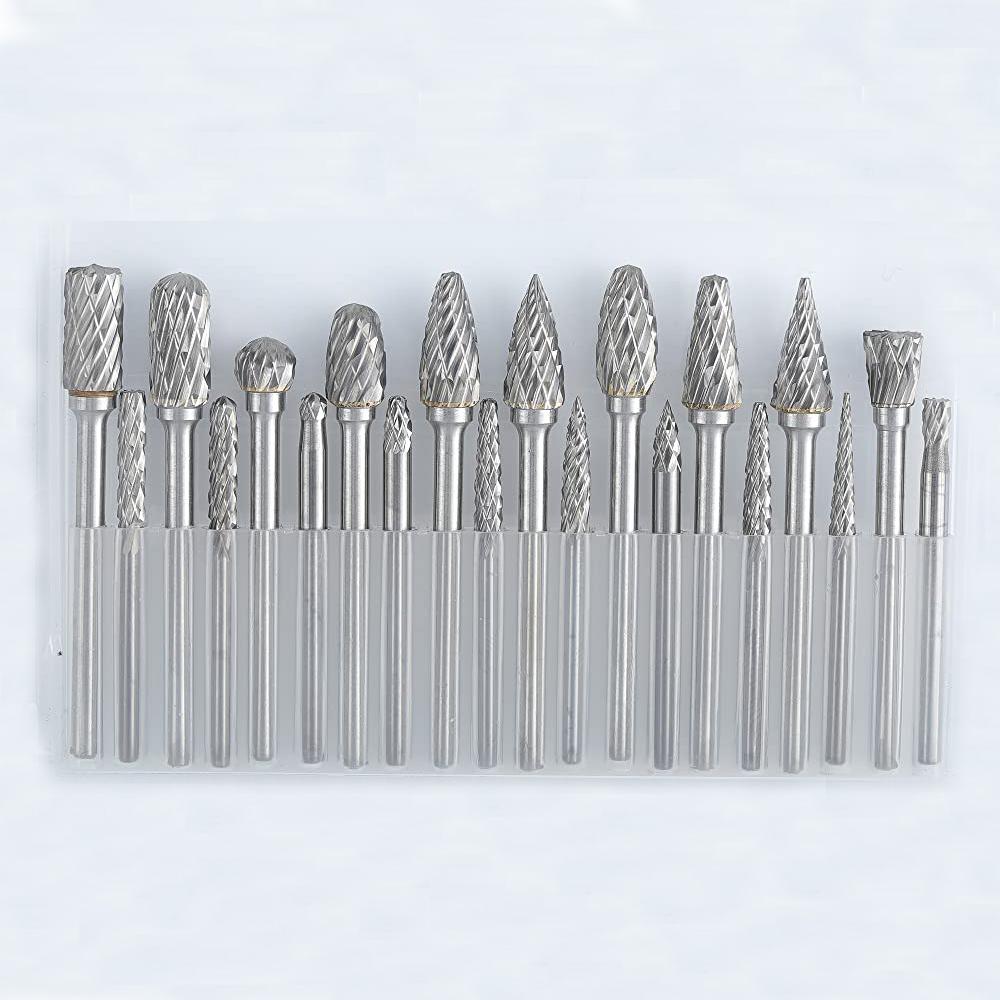 Carbide Burr Set Compatible with Dremel 1/8 Shank 20PCS Die Grinder Rotary Tool Rasp Wood Carving Bits Accessories