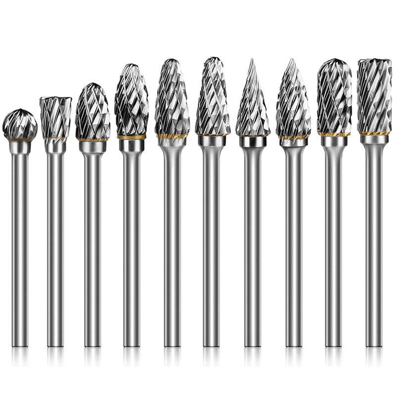 Carbide Burr Set Compatible with Dremel 1/8 Shank 20PCS Die Grinder Rotary Tool Rasp Wood Carving Bits Accessories