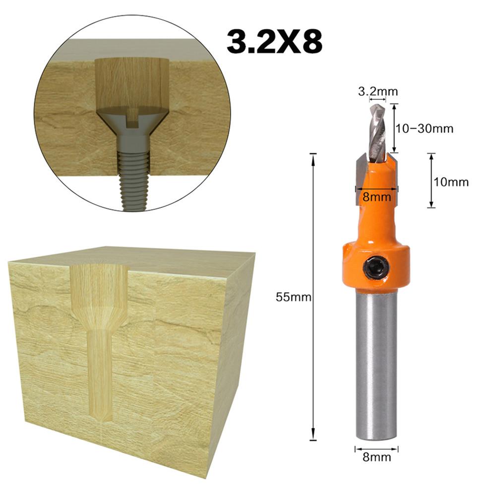 Socoje 5Pcs Carbide Tip 8mm Shank  Woodworking Countersink Router Bit Set Screw Extractor Remon Demolition for Wood Milling Cutter