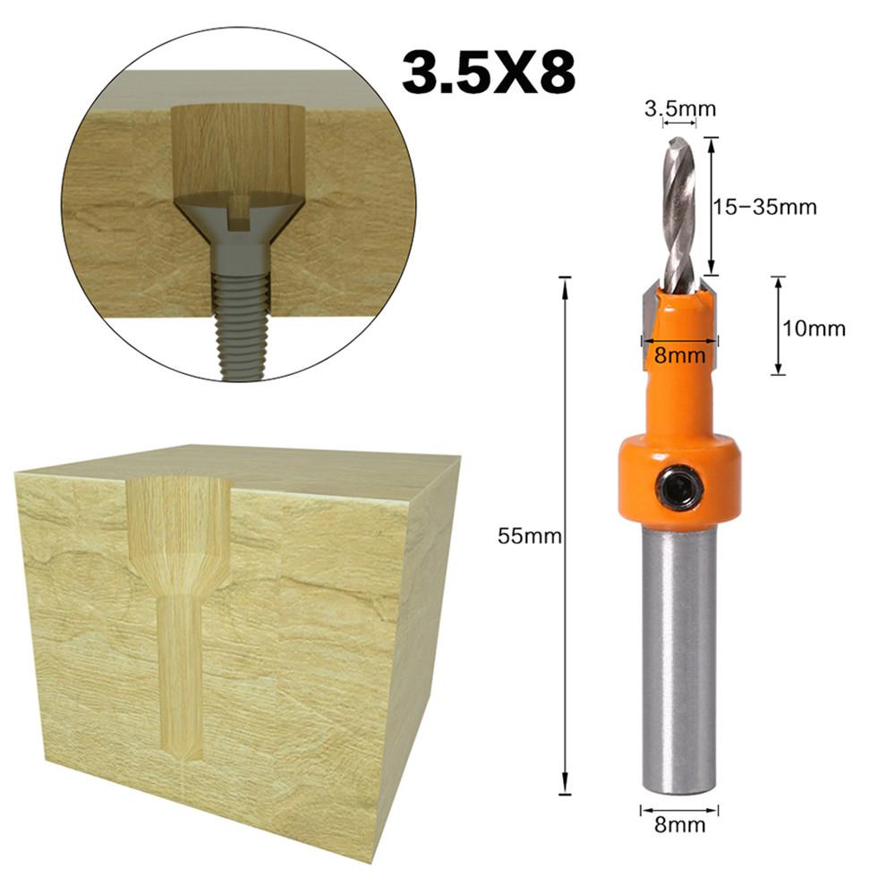 Socoje 5Pcs Carbide Tip 8mm Shank  Woodworking Countersink Router Bit Set Screw Extractor Remon Demolition for Wood Milling Cutter
