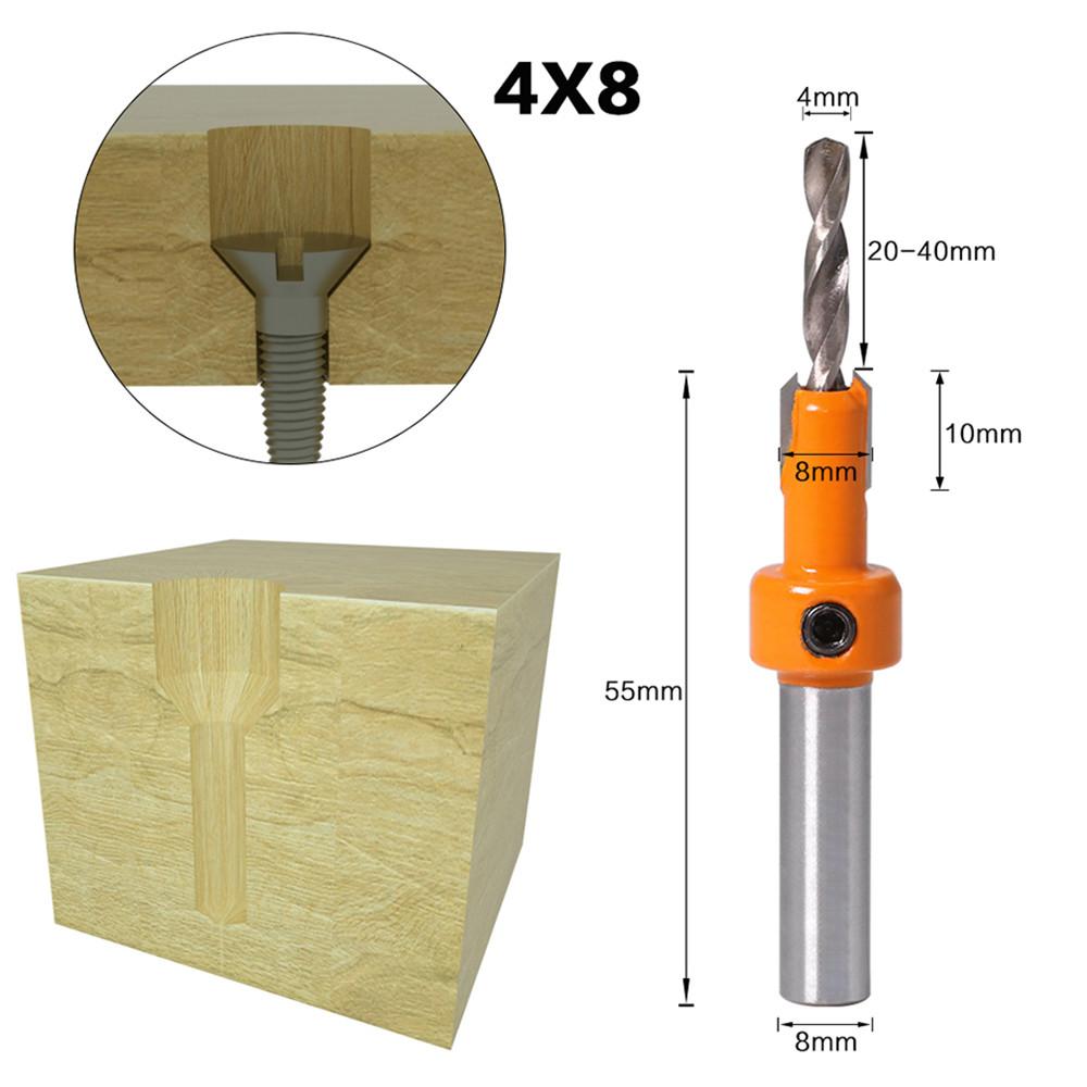 Socoje 5Pcs Carbide Tip 8mm Shank  Woodworking Countersink Router Bit Set Screw Extractor Remon Demolition for Wood Milling Cutter