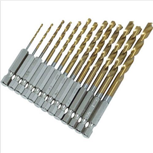 Socoje DB-T2 13pcs 1.5-6.5mm  Titanium Coated 1/4 Inch Hex Shank Twist Drill Bit Set