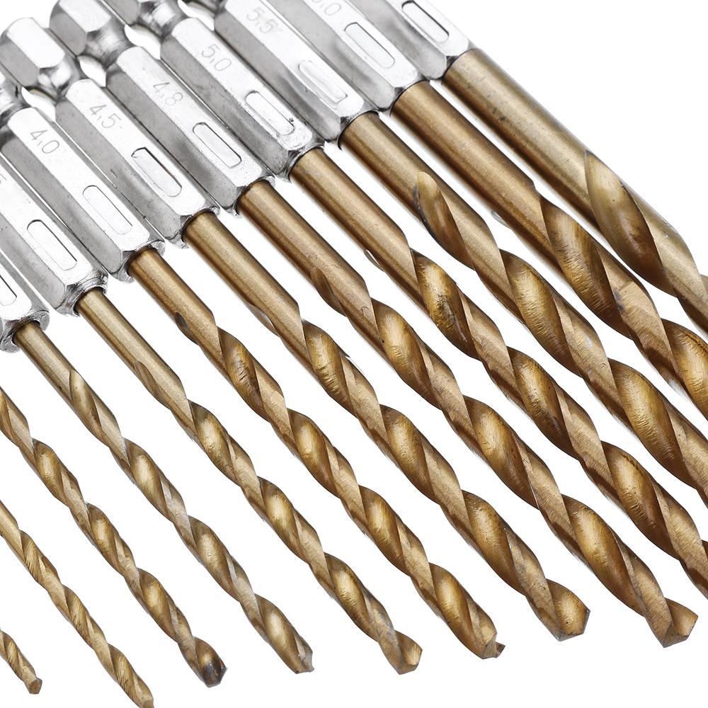 Socoje DB-T2 13pcs 1.5-6.5mm  Titanium Coated 1/4 Inch Hex Shank Twist Drill Bit Set