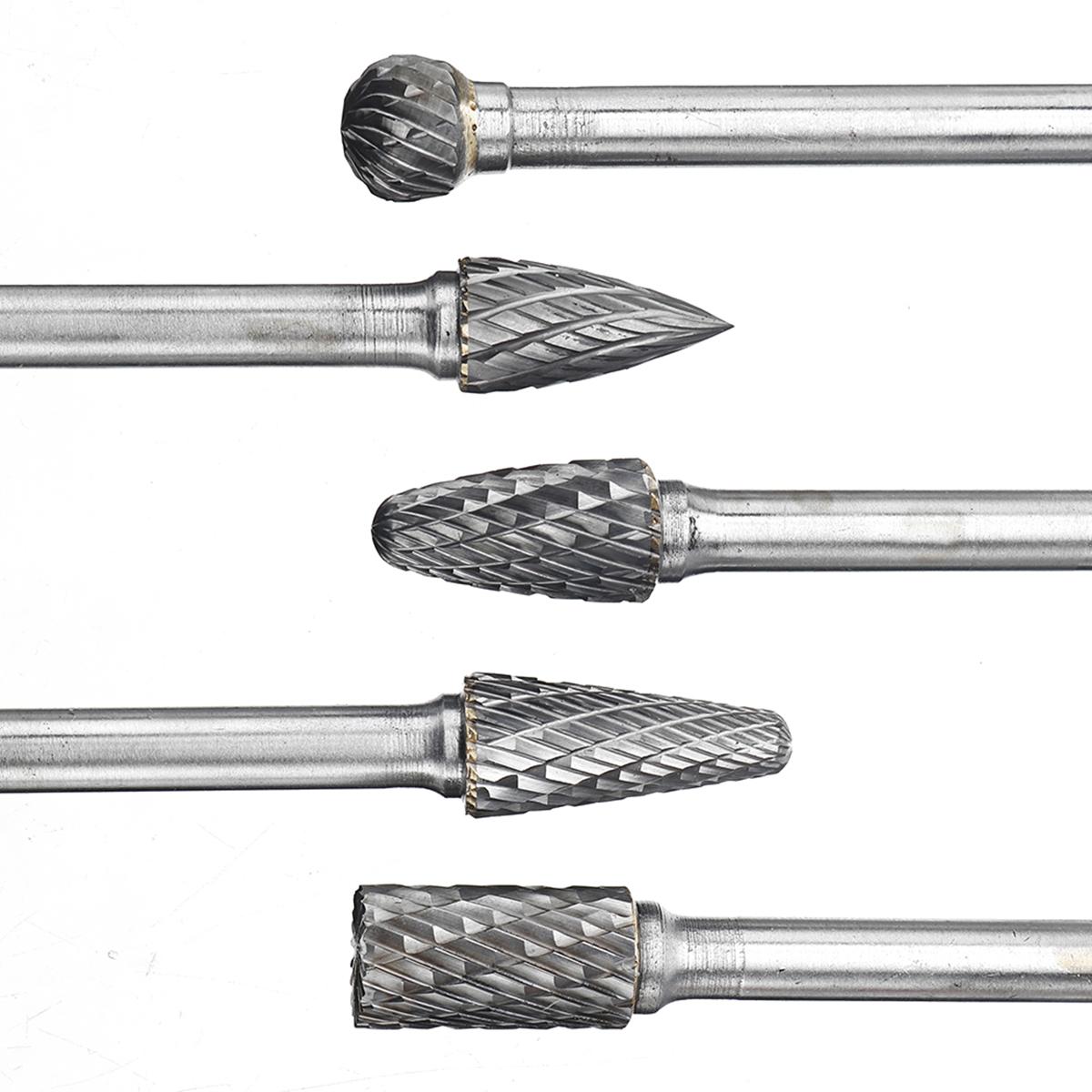 Socoje RB29 5pcs 6mm Shank Tungsten Carbide Burr Rotary Cutter file Set Engraving Tool