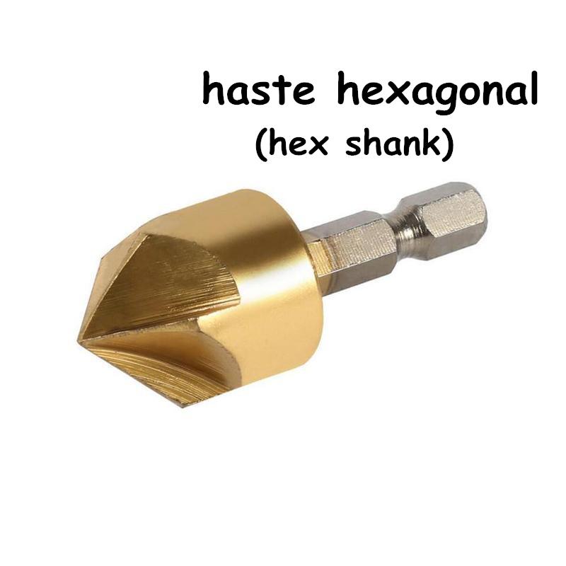 Hex Shank 5-blade Chamfer Countersunk Drill Bits Chamfering Knife Countersink Wood Plastics PVC Woodworking Hole Saw Kit Tool