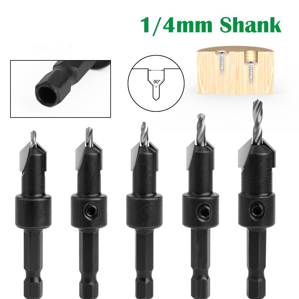 1pc 1/4 Hex Shank  Countersink Woodworking Router Bit set Milling Cutter Screw Extractor Remon Demolition