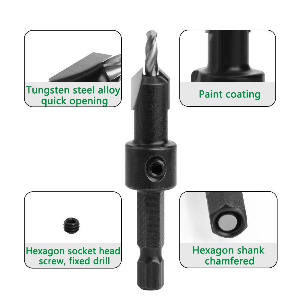 1pc 1/4 Hex Shank  Countersink Woodworking Router Bit set Milling Cutter Screw Extractor Remon Demolition