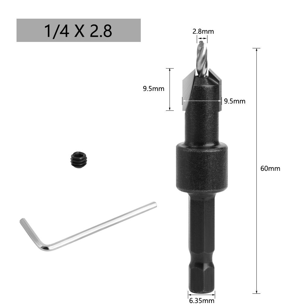 1pc 1/4 Hex Shank  Countersink Woodworking Router Bit set Milling Cutter Screw Extractor Remon Demolition