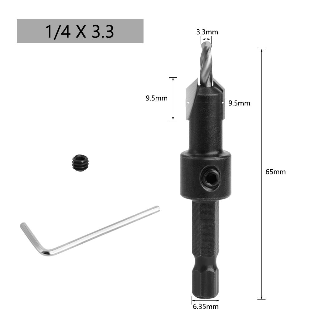 1pc 1/4 Hex Shank  Countersink Woodworking Router Bit set Milling Cutter Screw Extractor Remon Demolition