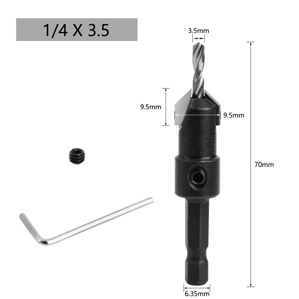 1pc 1/4 Hex Shank  Countersink Woodworking Router Bit set Milling Cutter Screw Extractor Remon Demolition