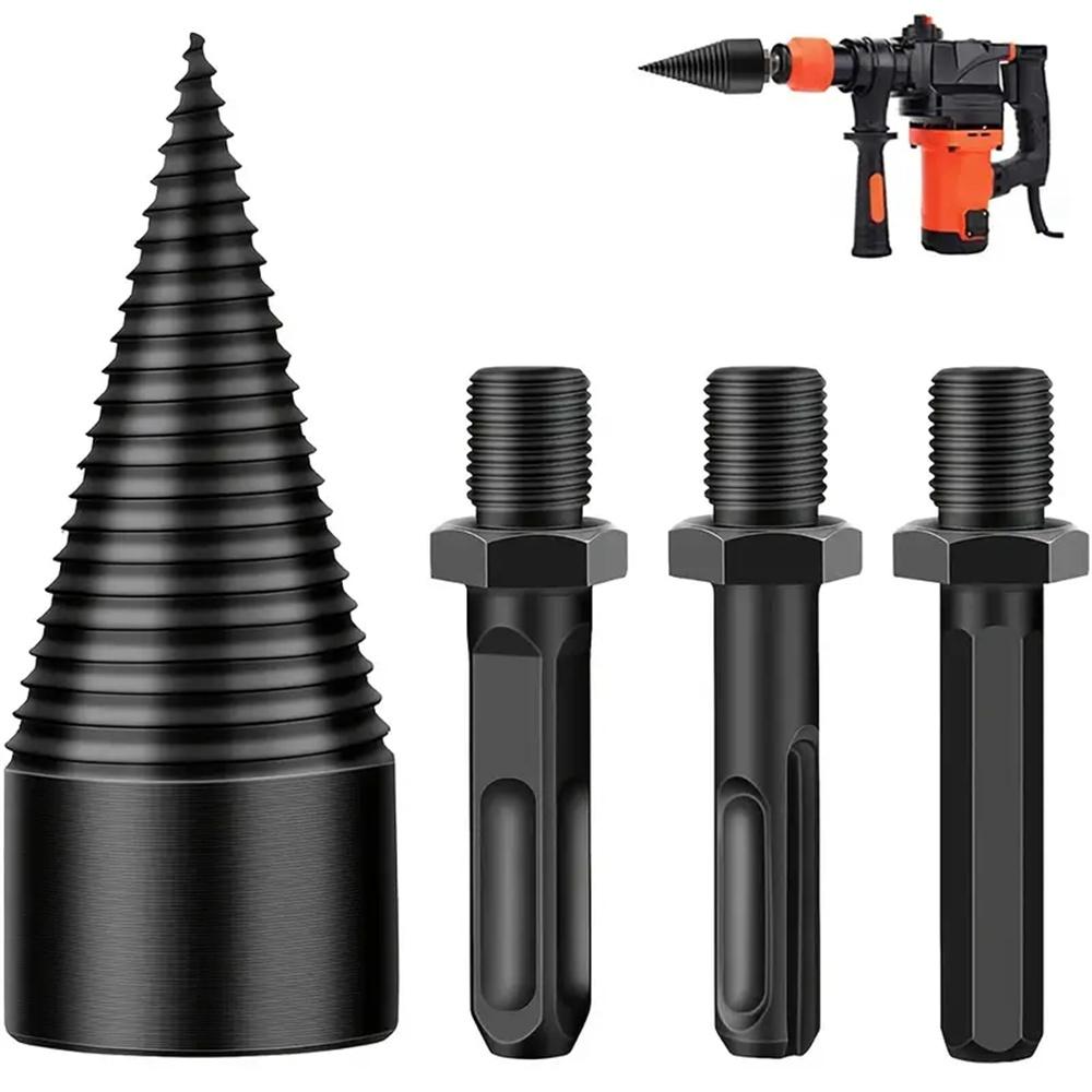 4PCS 32mm Black With Replaceable Handle Firewood Drill Bit Hand Electric Drill Electric Hammer Machine With Round Handle Square Handle Electric Tools