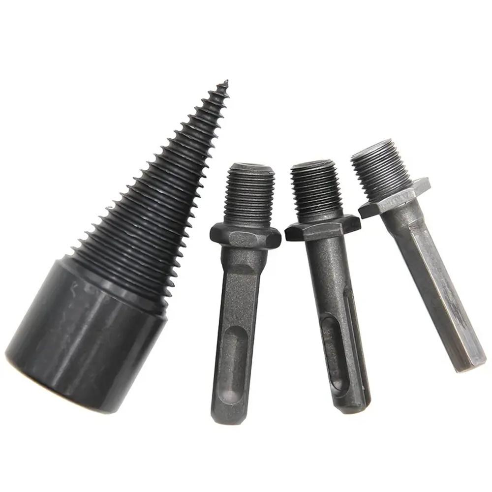 4PCS 32mm Black With Replaceable Handle Firewood Drill Bit Hand Electric Drill Electric Hammer Machine With Round Handle Square Handle Electric Tools