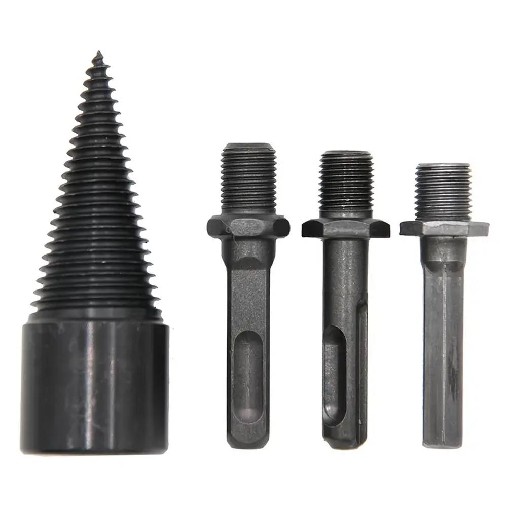 4PCS 32mm Black With Replaceable Handle Firewood Drill Bit Hand Electric Drill Electric Hammer Machine With Round Handle Square Handle Electric Tools