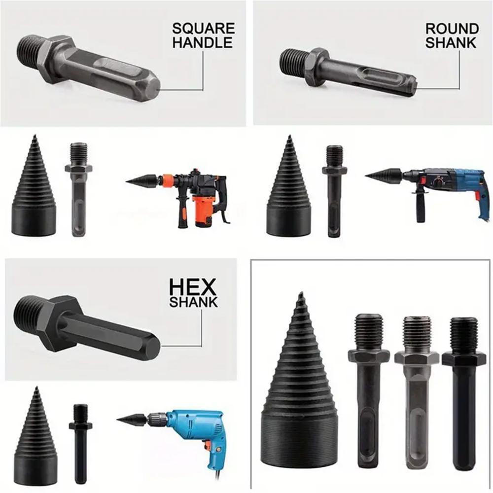 4PCS 32mm Black With Replaceable Handle Firewood Drill Bit Hand Electric Drill Electric Hammer Machine With Round Handle Square Handle Electric Tools