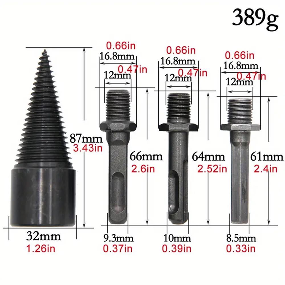 4PCS 32mm Black With Replaceable Handle Firewood Drill Bit Hand Electric Drill Electric Hammer Machine With Round Handle Square Handle Electric Tools