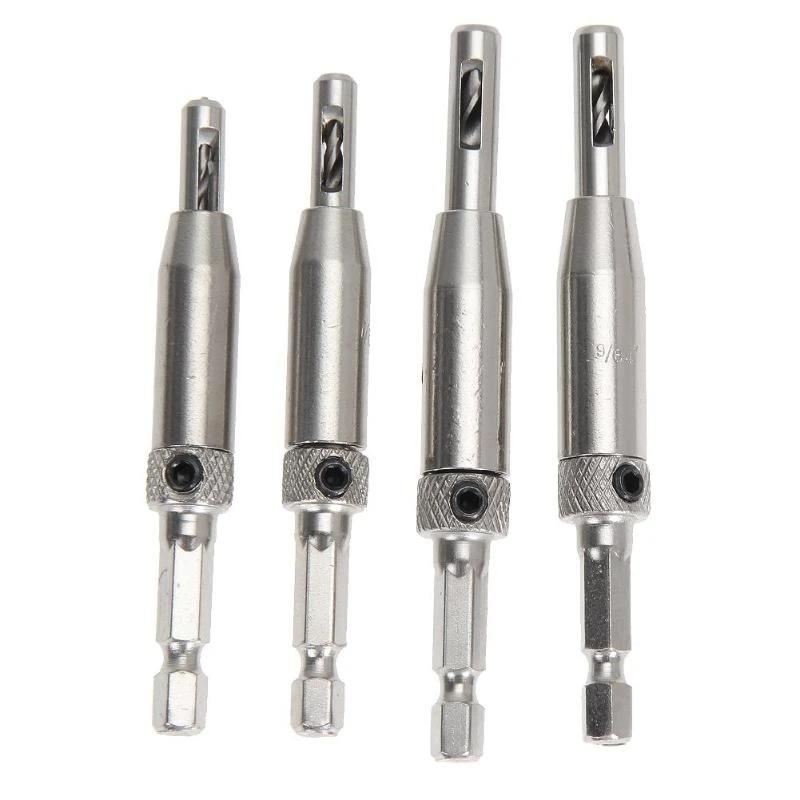 4Pcs  Self Centering Hinge Drill Bit Set for Hinges Drawer Guides Hole Saw Cutter