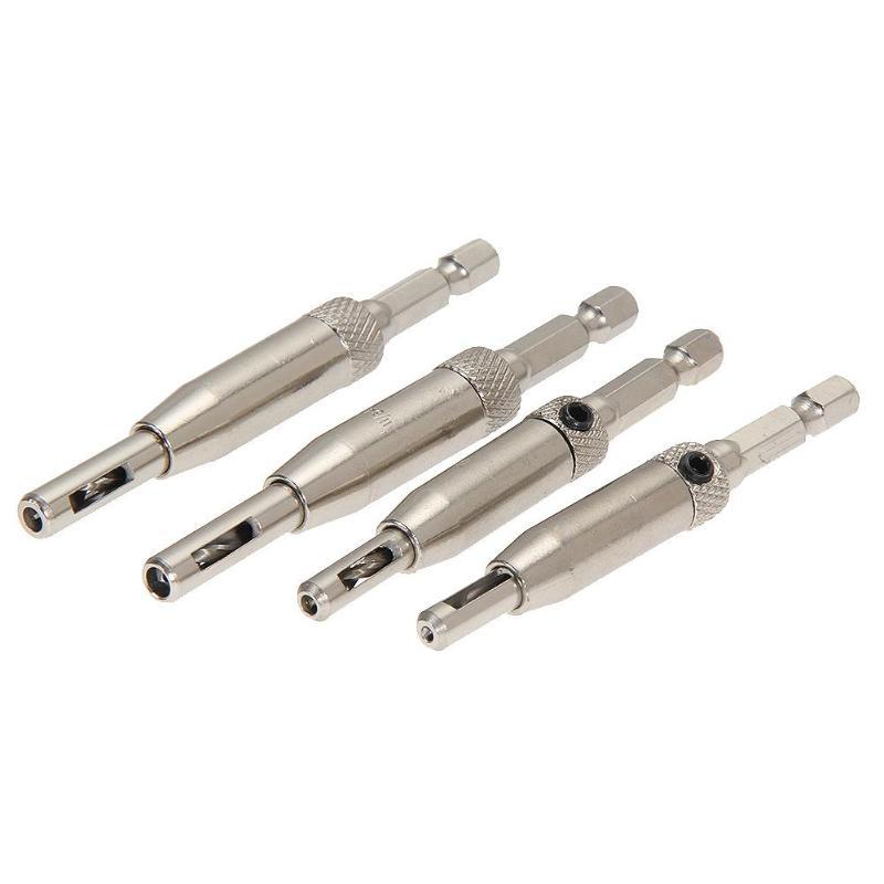 4Pcs  Self Centering Hinge Drill Bit Set for Hinges Drawer Guides Hole Saw Cutter