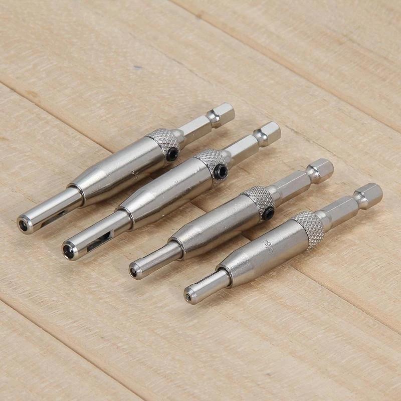 4Pcs  Self Centering Hinge Drill Bit Set for Hinges Drawer Guides Hole Saw Cutter