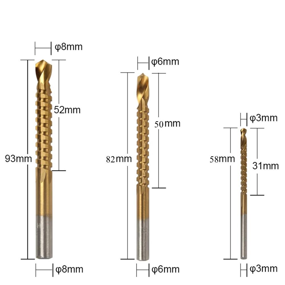 6PCs  Step Drill Bit Sets Straight Titanium Coated Cone Hole Cutter Automatic Center Punch Spiral Twist Saw Drill Bit