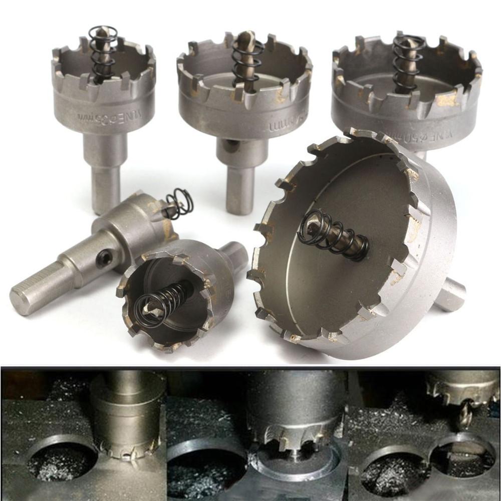 6pcs 22mm-65mm Stainless Steel Carbide Tip Metal Alloy Drill Bits Hole Saw Cutter Set