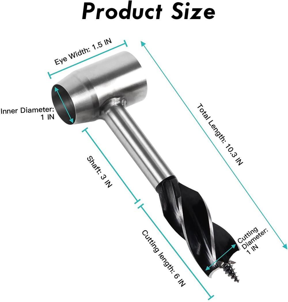 Survival Settlers Tool Bushcraft Hand Auger Wrench Wood Auger Drill Bit Manual Auger for Bushcraft Backpack and Camping