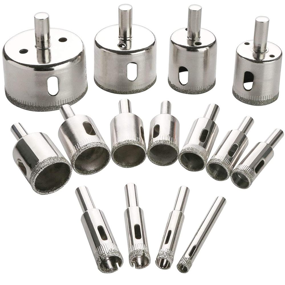15PCS 15mm-50mm Diamond Drill Bits Hole Saw Diamond Drill Bit Set For Diamond Coating Carbon Steel For Glass Ceramics Porcelain Ceramic Tile