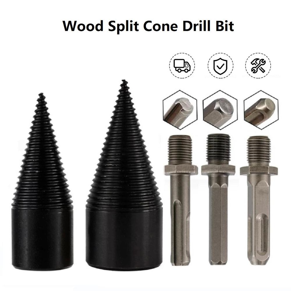 1Pc Socoje 32/42mm  Round/Square/Hexagonal Shank Firewood Drill Bit Splitter Wood Split Cone Drill Bit For Tree Cutting