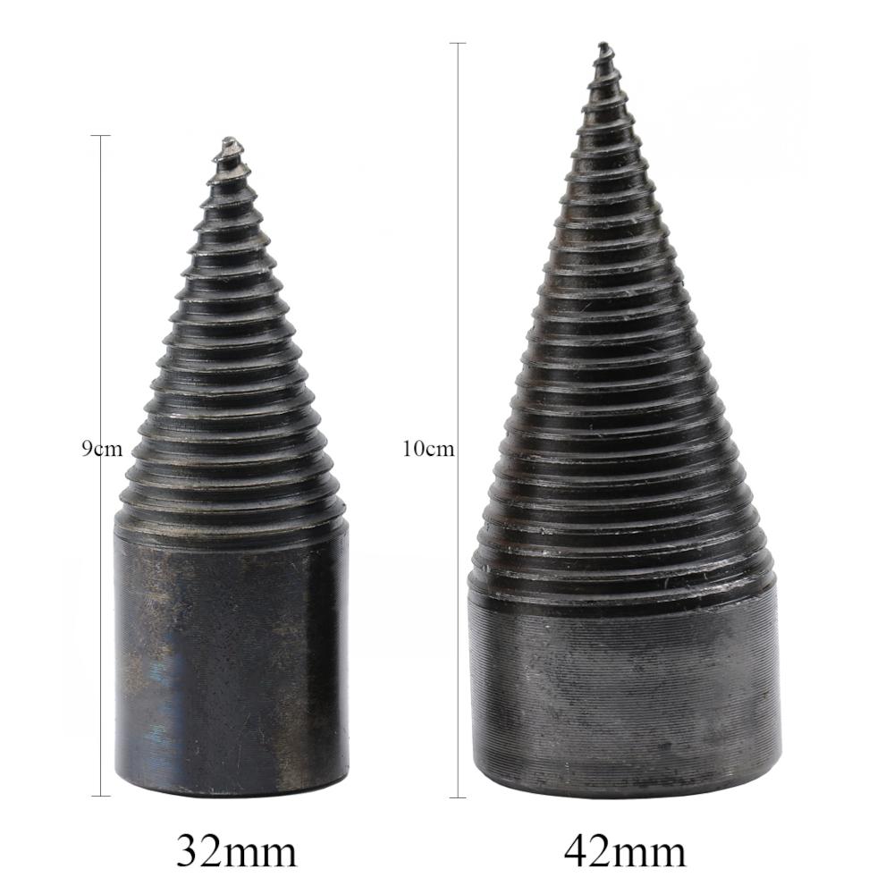 1Pc Socoje 32/42mm  Round/Square/Hexagonal Shank Firewood Drill Bit Splitter Wood Split Cone Drill Bit For Tree Cutting