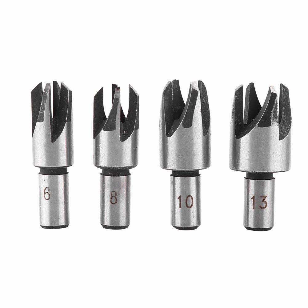 4PCS Claw Corkscrew 6/8/10/13mm Carbon Steel Wood Plug Hole Cutter Drill Bit Set