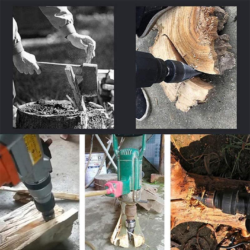 4Pcs 32/42mm Round/Square/Hexagonal Shank Firewood Drill Bit Splitter Wood Split Cone Drill Bit For Tree Cutting