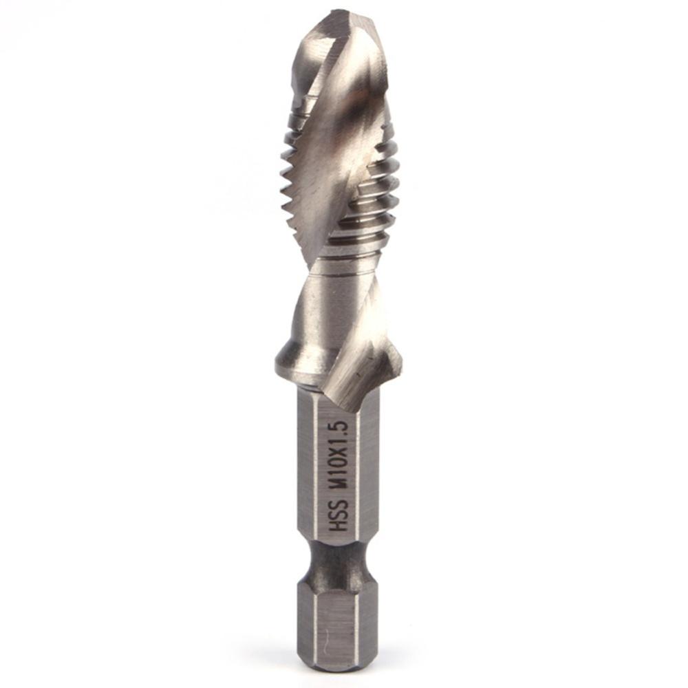 6Pcs 1/4 Inch M3-M10 Screw Tap  Combination Drill Tap Bit Set Hex Shank Deburr Countersink Bits