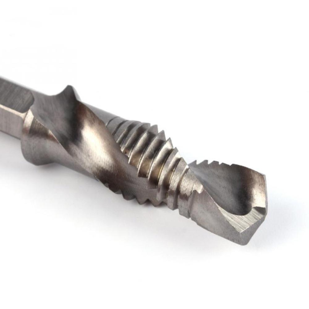 6Pcs 1/4 Inch M3-M10 Screw Tap  Combination Drill Tap Bit Set Hex Shank Deburr Countersink Bits