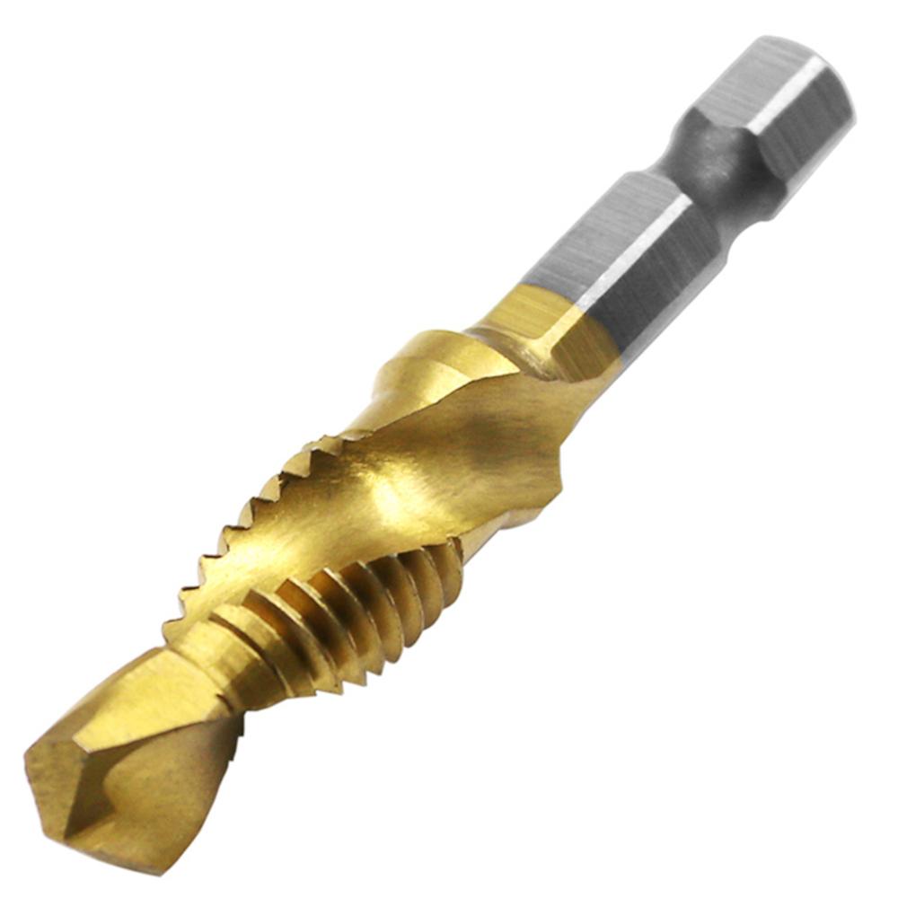 6Pcs 1/4 Inch M3-M10 Screw Tap  Combination Drill Tap Bit Set Hex Shank Deburr Countersink Bits