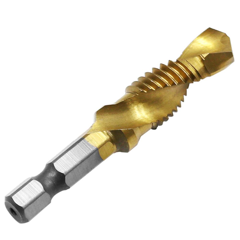 6Pcs 1/4 Inch M3-M10 Screw Tap  Combination Drill Tap Bit Set Hex Shank Deburr Countersink Bits
