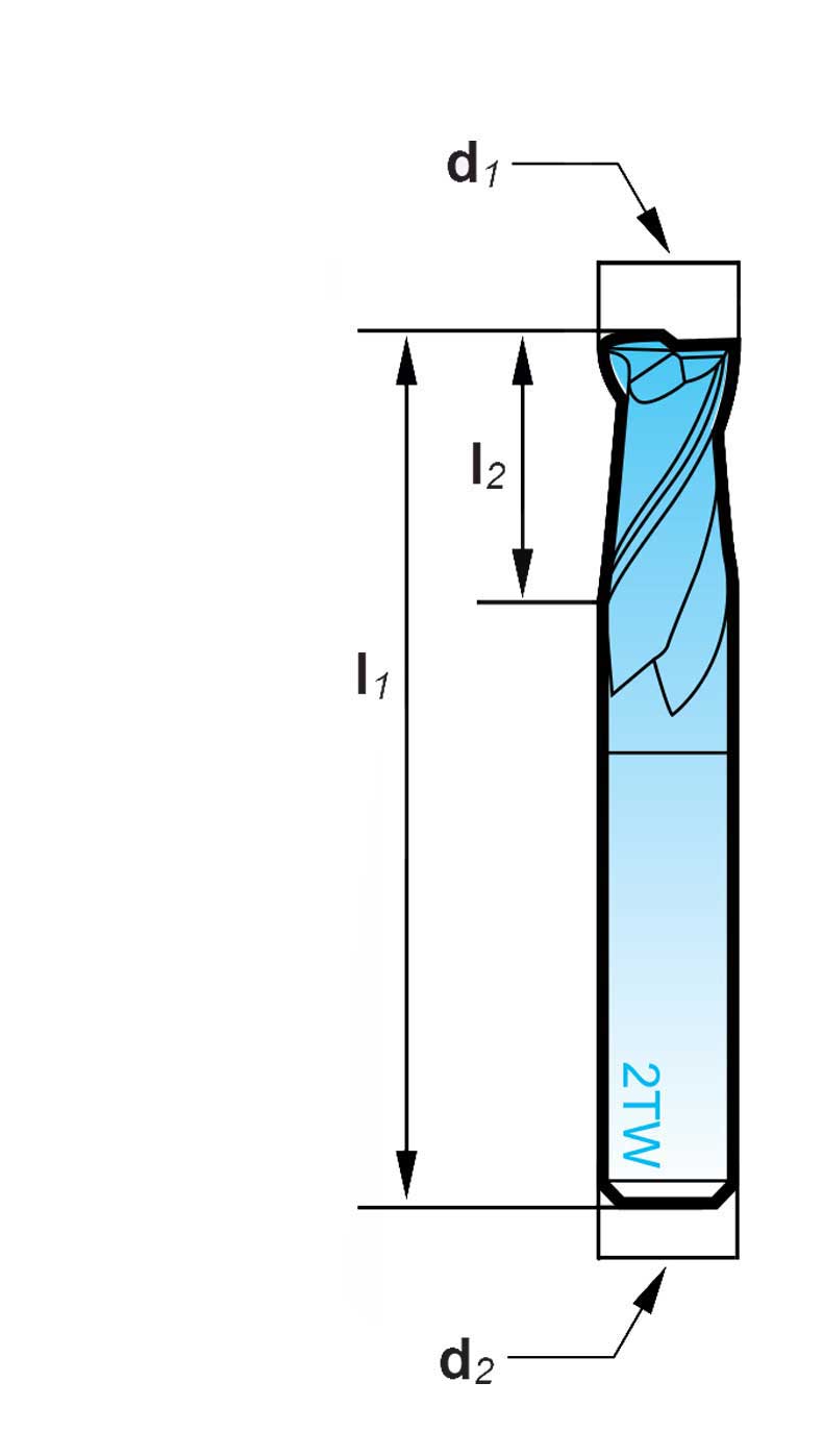 1/2" Diam X 1 3/16", 2 Flute, Solid Carbide End Mill, LOC, Made In China