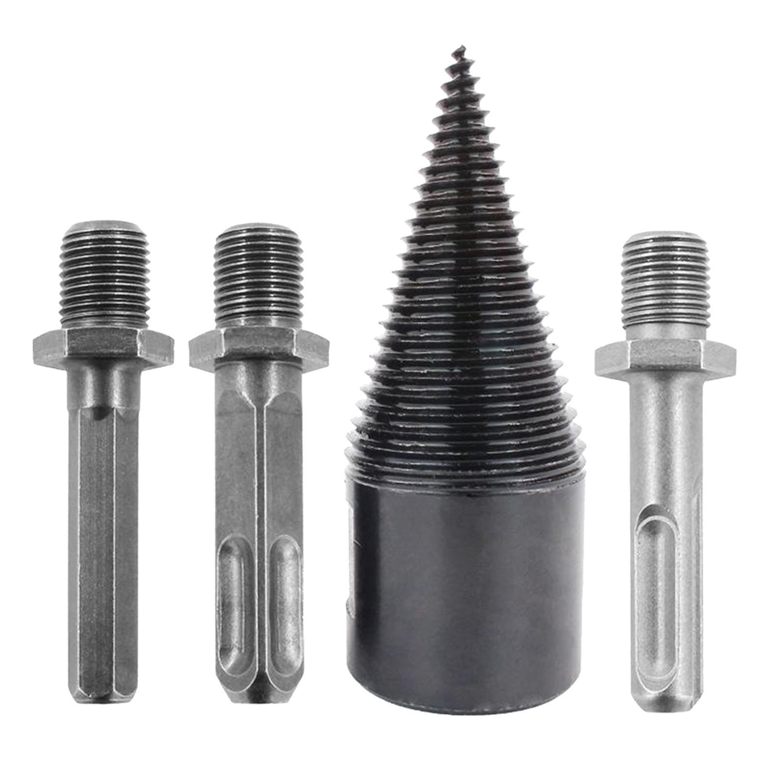 2PC Wood Splitter Firewood Drill-Bit Kindling Log Splitter Heavy Duty Electric Splitting Drills 42mm Screw Cracker Removable Cone Driver Hex Shank