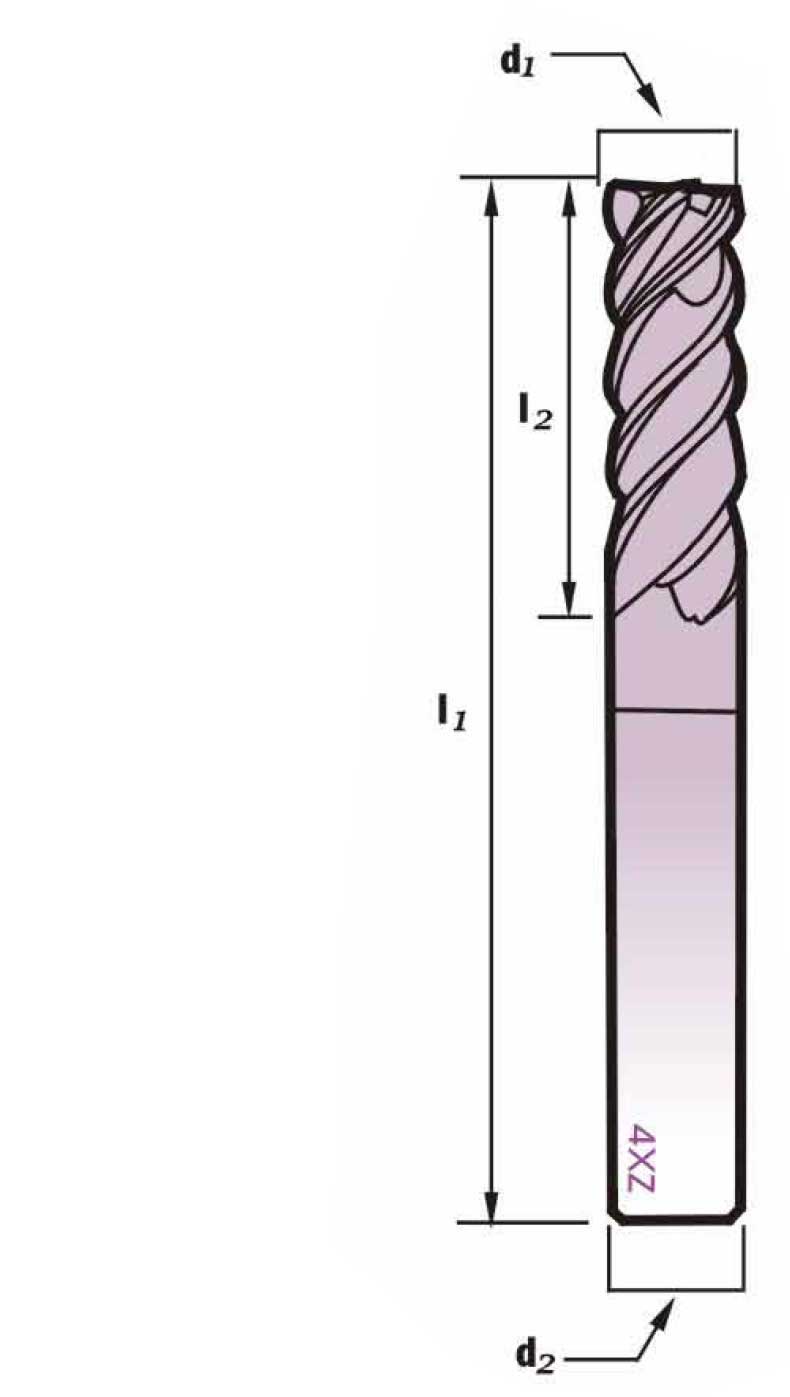 3/16" Diam X 1", 4 Flute, Solid Carbide End Mill, LOC, Made In China