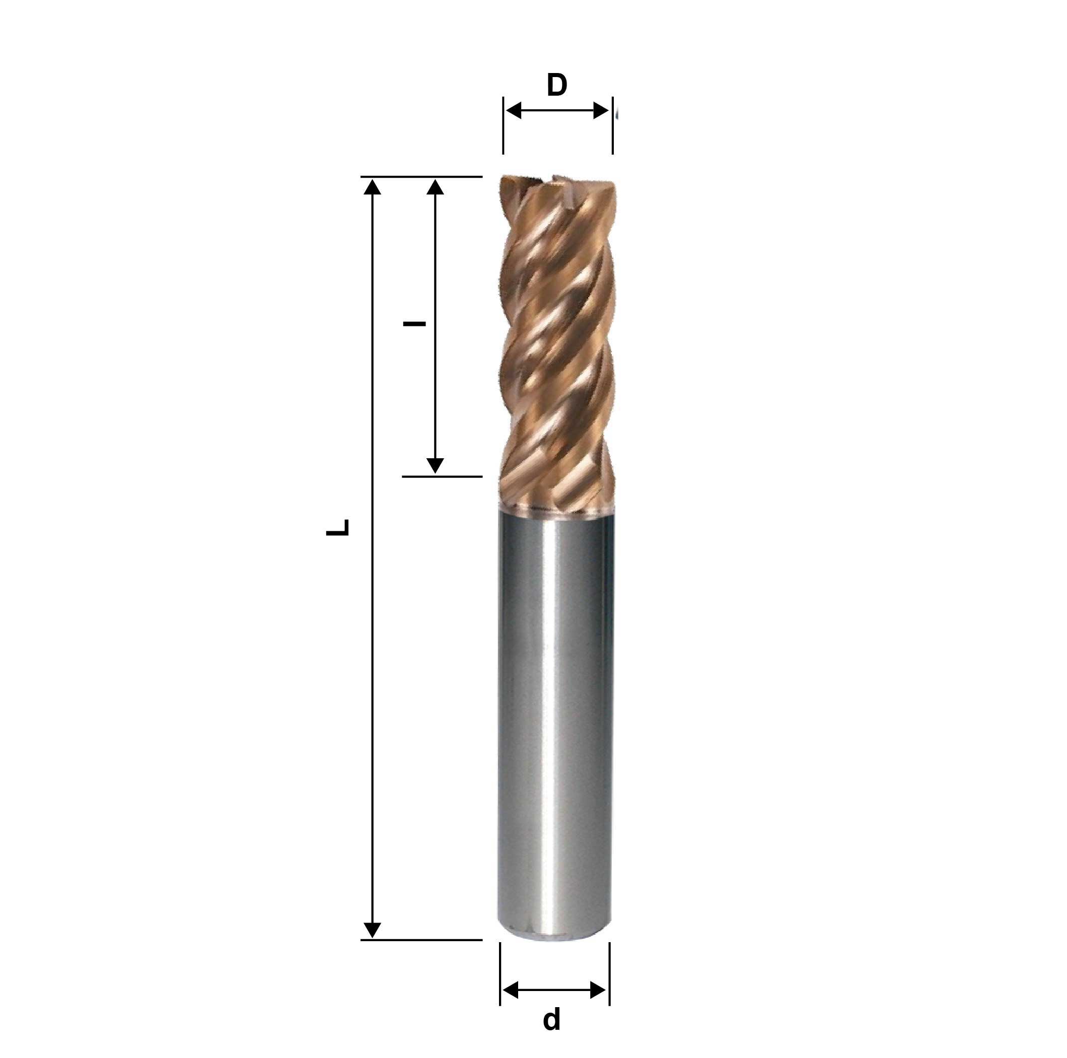 4mm,  3/16", 4 Flute, Solid Carbide End Mill, EAVD, TX, Glass hard Ti Si, Made In China