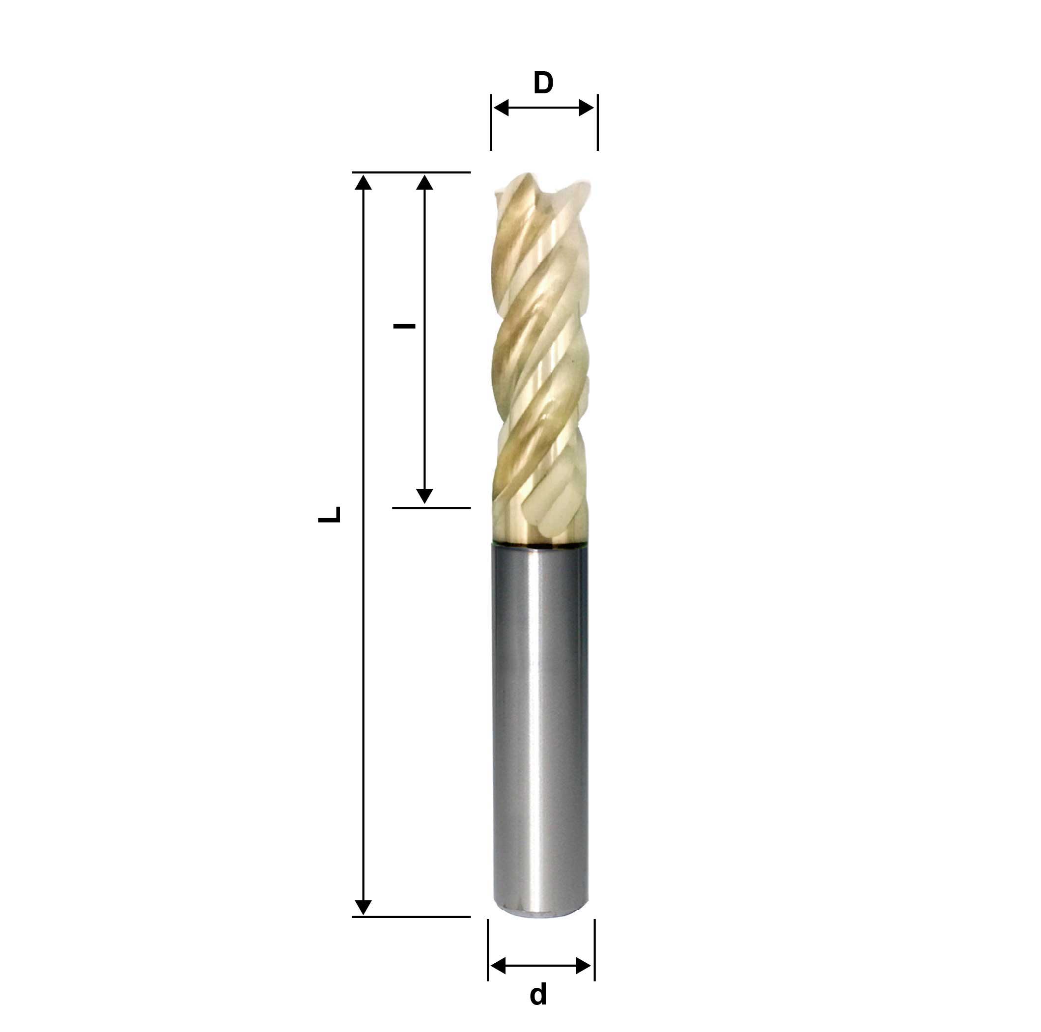 4mm Solid Carbide ERVD End Mill, 4 Flute, 1/4" Shank, 7/16" Flute(L)  Made In China