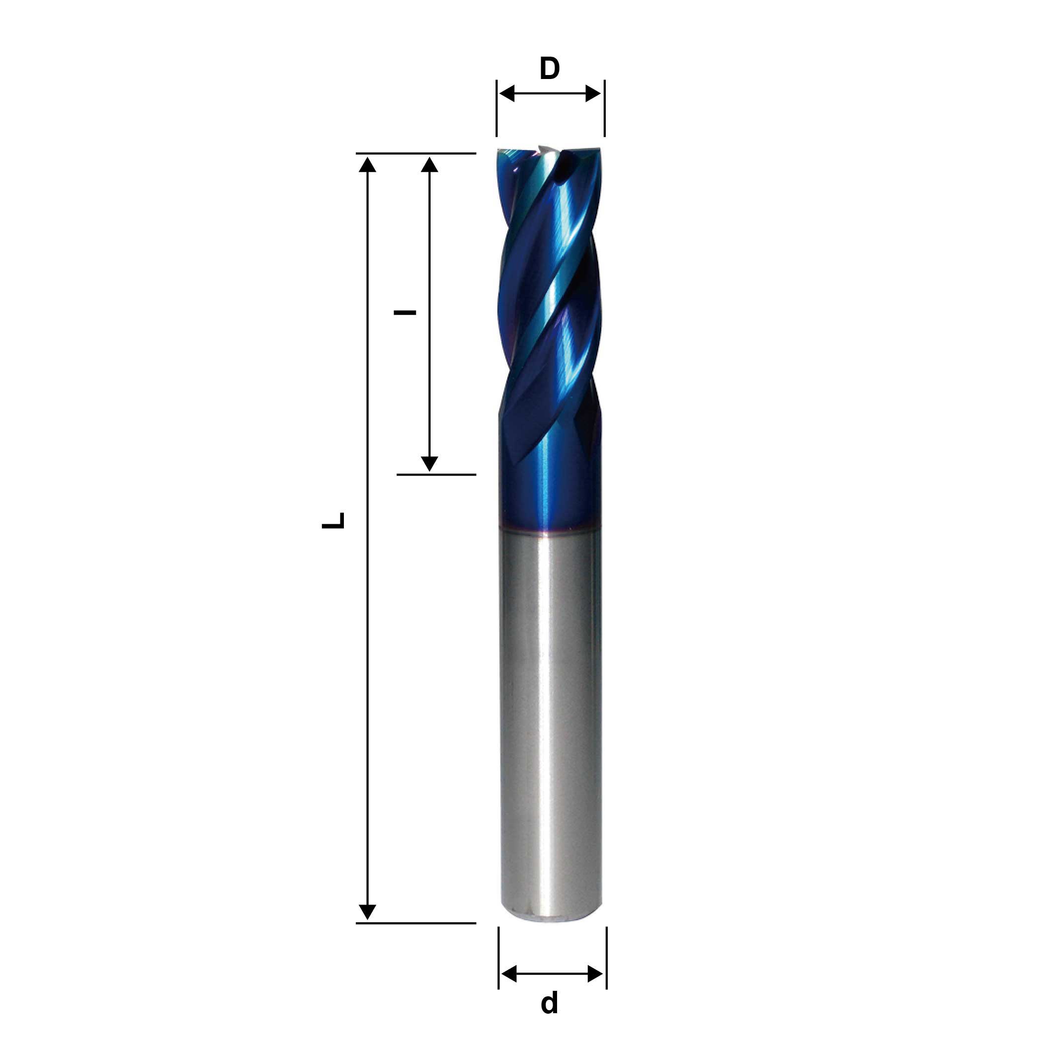 2mm, 1/16", 4 Flute, Solid Carbide End Mill, Hardened Material, NB, HRC65, 35°, Made In China