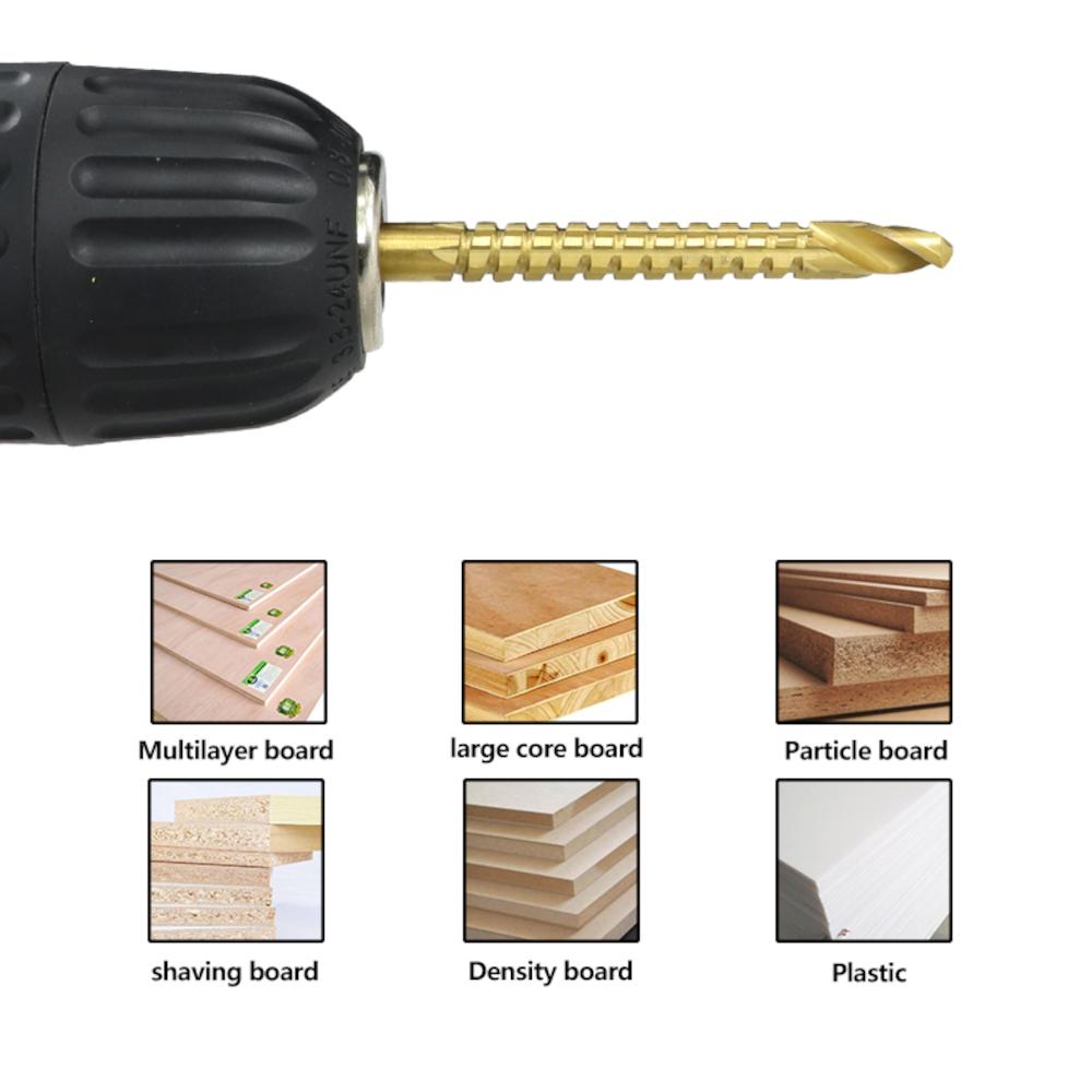 Socoje 6pcs 3-8mm  Drill Bit Titanium Plating Coated Hole Saw Drill Bit Set Wood Hole Cutter Core Drill