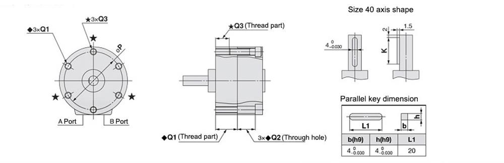 40mm Rotary Pneumatic Cylinder, Vane Type