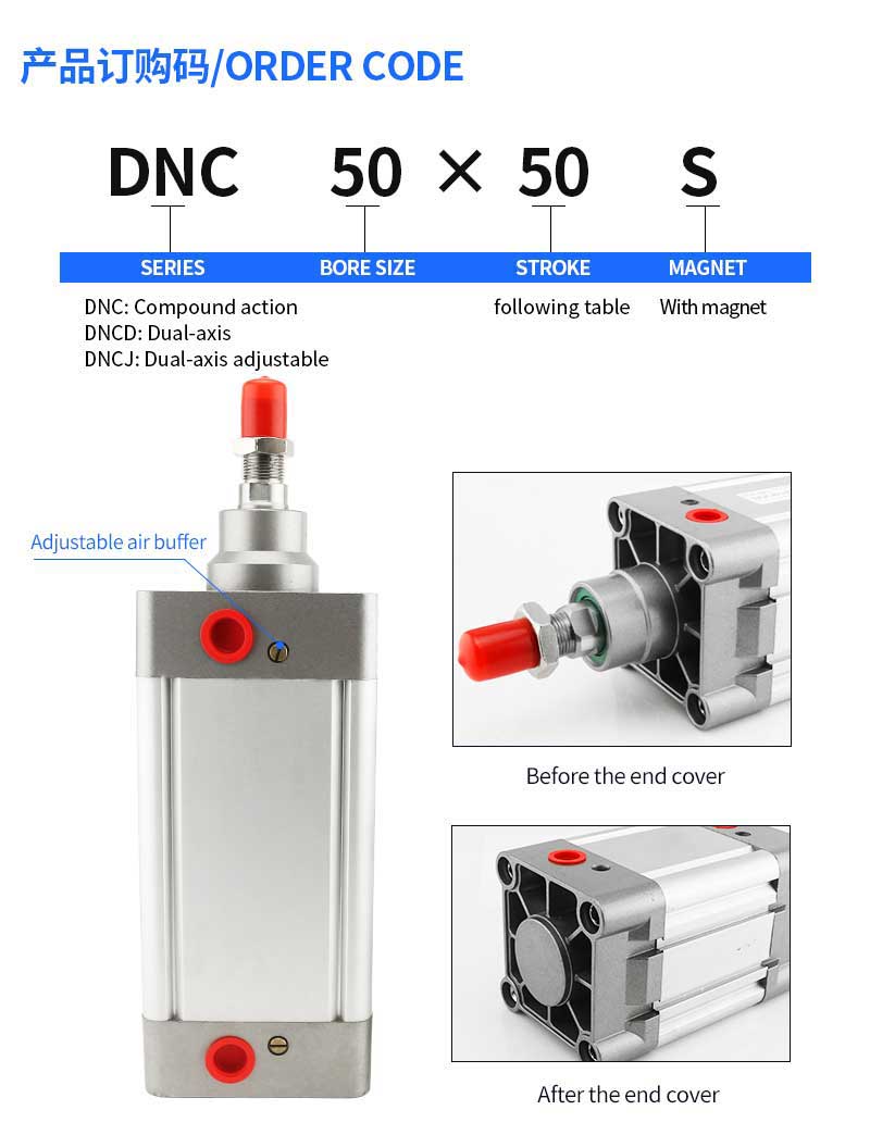 DNC63X50-PPV-A DNC63X75  DNC63X100 DNC63X150 DNC63X200 DNC63X300 DSBC iso6431 standard pneumatic cylinder