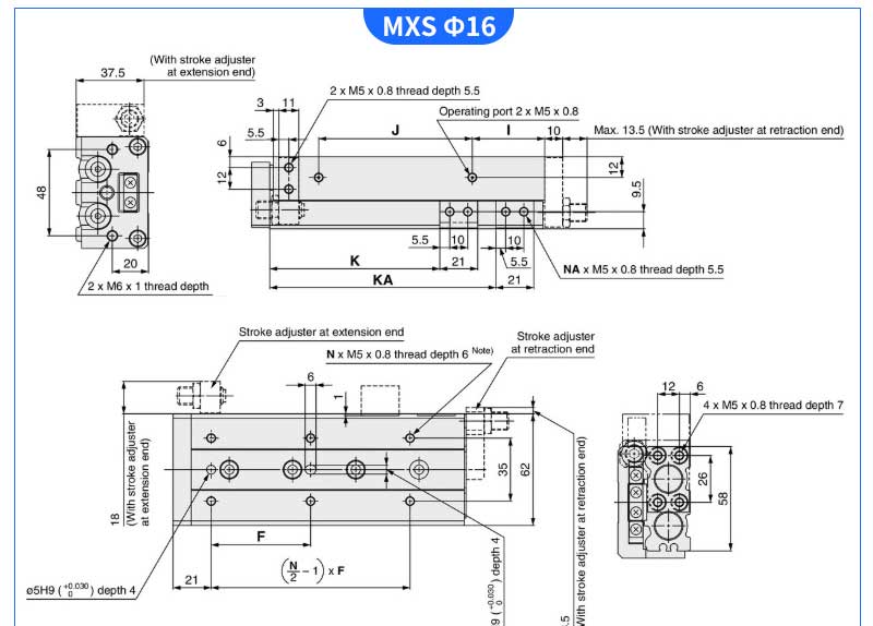 MXS series slide table guided  8*10 20 30 40 50 75 stoke pneumatic air cylinder for shampoo filling machine