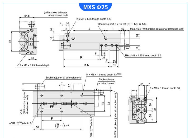 MXS series slide table guided  8*10 20 30 40 50 75 stoke pneumatic air cylinder for shampoo filling machine
