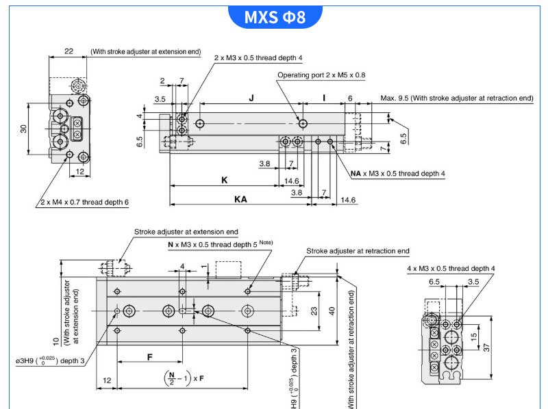 MXS series slide table guided  8*10 20 30 40 50 75 stoke pneumatic air cylinder for shampoo filling machine
