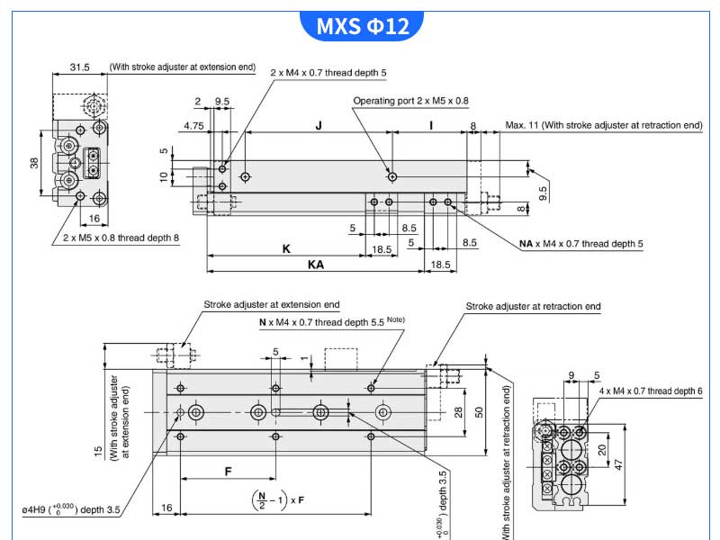 MXS series slide table guided  8*10 20 30 40 50 75 stoke pneumatic air cylinder for shampoo filling machine