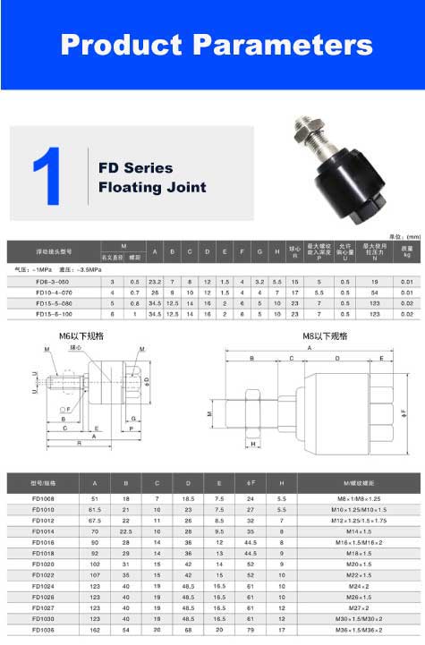 New Design High Hardness Universal Pneumatic Accessories Floating Joints For Cylinder