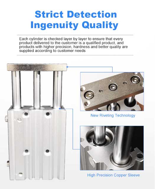 Sample Available MGPM Series Slide Bearing Double Acting Aluminum Three-axis Engine Three-rod Pneumatic Cylinders