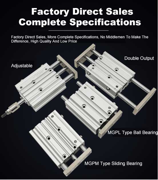 Sample Available MGPM Series Slide Bearing Double Acting Aluminum Three-axis Engine Three-rod Pneumatic Cylinders